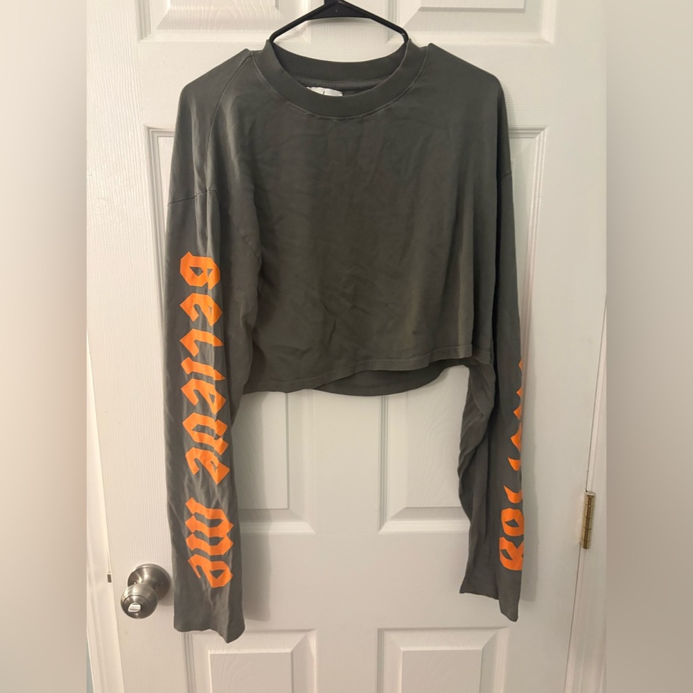 Private Academy “Believe Me” Long Sleeve Crop Top